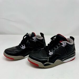 Nike Black and Red Kids' Nike Air Jordan 4 Retro "Bred Reimagined" shoes leather